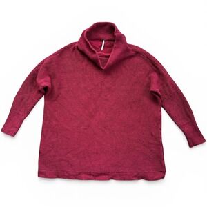 Free People Ottoman Slouchy Tunic Men Sz S Berry Red Ribbed Mock‎ Neck Excellent